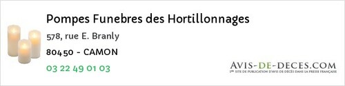 Avis de décès - Vaux-en-Amiénois - Pompes Funebres des Hortillonnages