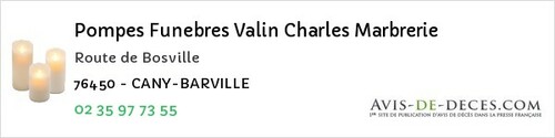 Avis de décès - Saint-Martin-Du-Vivier - Pompes Funebres Valin Charles Marbrerie