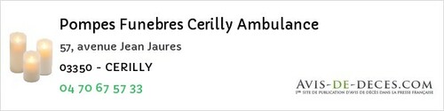 Avis de décès - Le Breuil - Pompes Funebres Cerilly Ambulance
