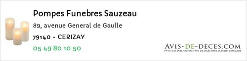 Avis de décès - Brioux-sur-Boutonne - Pompes Funebres Sauzeau