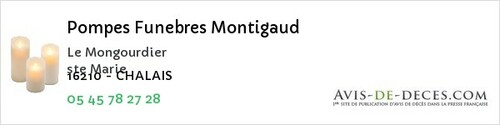 Avis de décès - Mornac - Pompes Funebres Montigaud