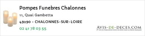 Avis de décès - Chaudron-en-Mauges - Pompes Funebres Chalonnes