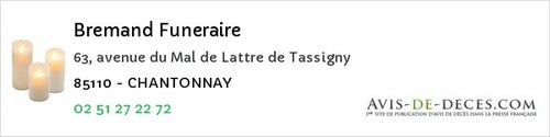 Avis de décès - La Tardière - Bremand Funeraire