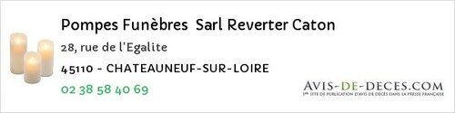 Avis de décès - Saint-Hilaire-Saint-Mesmin - Pompes Funèbres Sarl Reverter Caton