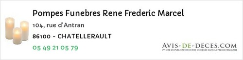 Avis de décès - Angliers - Pompes Funebres Rene Frederic Marcel