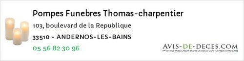 Avis de décès - Périssac - Pompes Funebres Thomas-charpentier