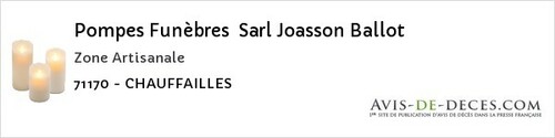 Avis de décès - Saint-Germain-En-Brionnais - Pompes Funèbres Sarl Joasson Ballot