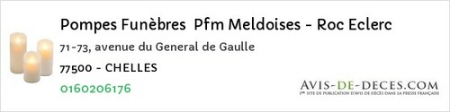 Avis de décès - Villeparisis - Pompes Funèbres Pfm Meldoises - Roc Eclerc