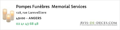 Avis de décès - La Tessoualle - Pompes Funèbres Memorial Services