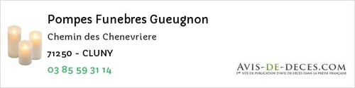 Avis de décès - Saint-Agnan - Pompes Funebres Gueugnon