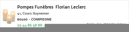 Avis de décès - Glaignes - Pompes Funèbres Florian Leclerc