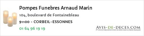 Avis de décès - Vert-le-Grand - Pompes Funebres Arnaud Marin