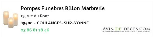 Avis de décès - Trucy-sur-Yonne - Pompes Funebres Billon Marbrerie