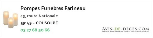 Avis de décès - Saint-Amand-Les-Eaux - Pompes Funebres Farineau