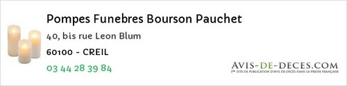 Avis de décès - Villeneuve-les-Sablons - Pompes Funebres Bourson Pauchet