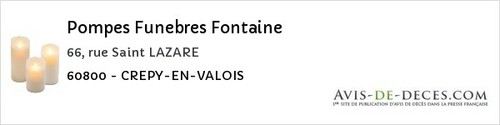 Avis de décès - Trie-Château - Pompes Funebres Fontaine