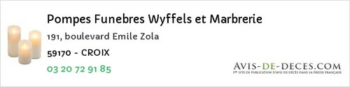 Avis de décès - Lecelles - Pompes Funebres Wyffels et Marbrerie