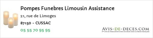 Avis de décès - Roussac - Pompes Funebres Limousin Assistance