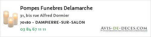 Avis de décès - Brotte-lès-Ray - Pompes Funebres Delamarche