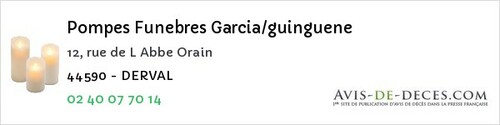 Avis de décès - Ancenis - Pompes Funebres Garcia/guinguene