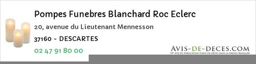 Avis de décès - Savonnières - Pompes Funebres Blanchard Roc Eclerc