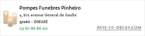 Avis de décès - Pévange - Pompes Funebres Pinheiro
