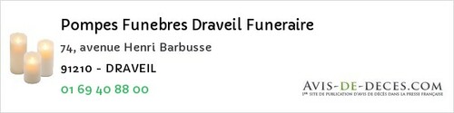 Avis de décès - Vert-le-Grand - Pompes Funebres Draveil Funeraire