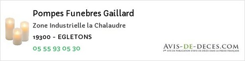 Avis de décès - Champagnac-la-Noaille - Pompes Funebres Gaillard