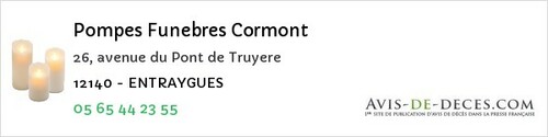 Avis de décès - Camarès - Pompes Funebres Cormont