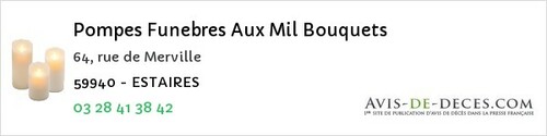 Avis de décès - Valenciennes - Pompes Funebres Aux Mil Bouquets