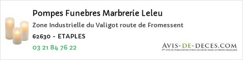 Avis de décès - Héricourt - Pompes Funebres Marbrerie Leleu