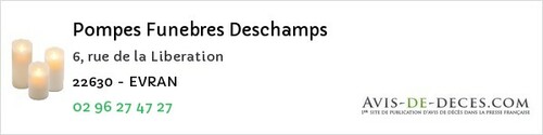 Avis de décès - Saint-Launeuc - Pompes Funebres Deschamps