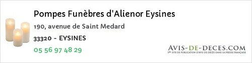 Avis de décès - Saint-Laurent-Médoc - Pompes Funèbres d'Alienor Eysines