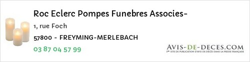 Avis de décès - Baerenthal - Roc Eclerc Pompes Funebres Associes-