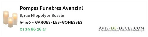 Avis de décès - Taverny - Pompes Funebres Avanzini
